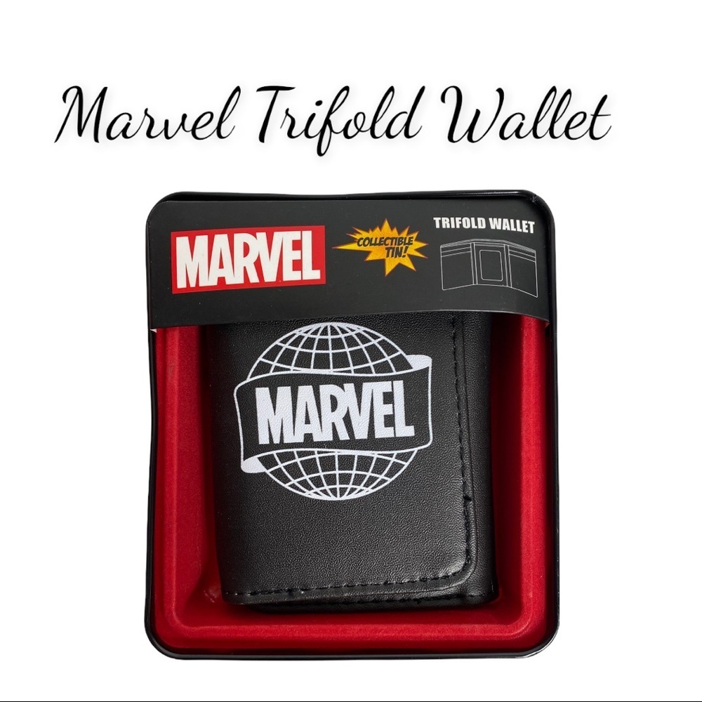 NIB Men’s Marvel Black & White Trifold Wallet